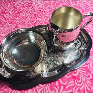 Pilgrim Silver-plate P55 Sugar Bowl/Creamer/Tray